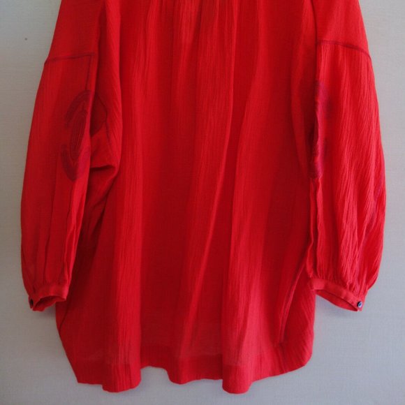 boho peasant tunic red top blouse popover XXS XS - Picture 12 of 12